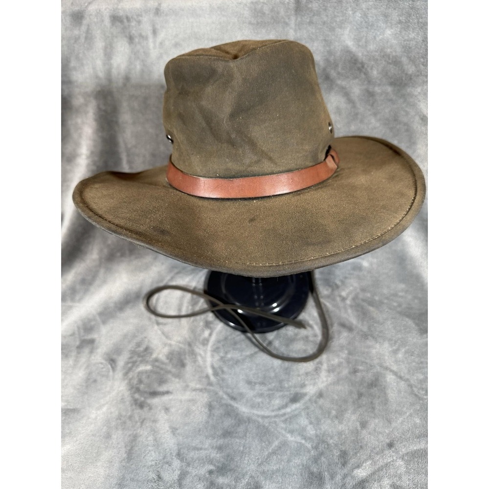 Dorfman Pacific Hat Cowboy Fitted Mens Large Brown Waxed Canvas Wide Brim USA